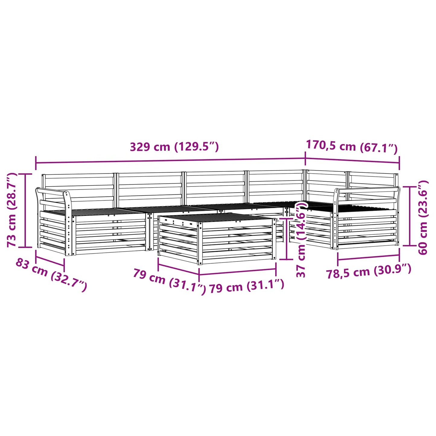 vidaXL Outdoor Sofa Set 6 pcs Natural
