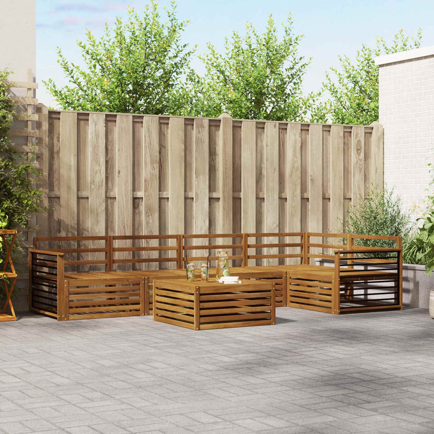 vidaXL Outdoor Sofa Set 6 pcs Natural