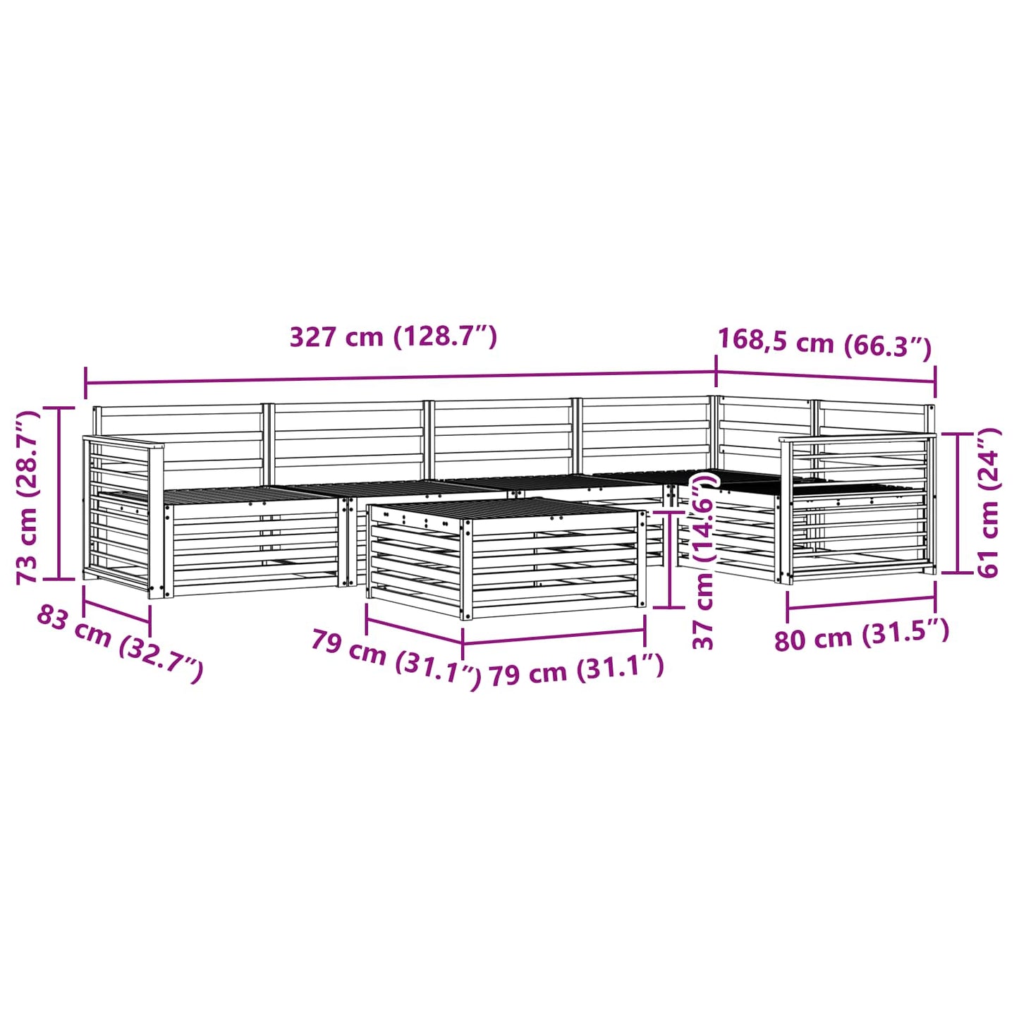 vidaXL Outdoor Sofa Set 6 pcs Natural