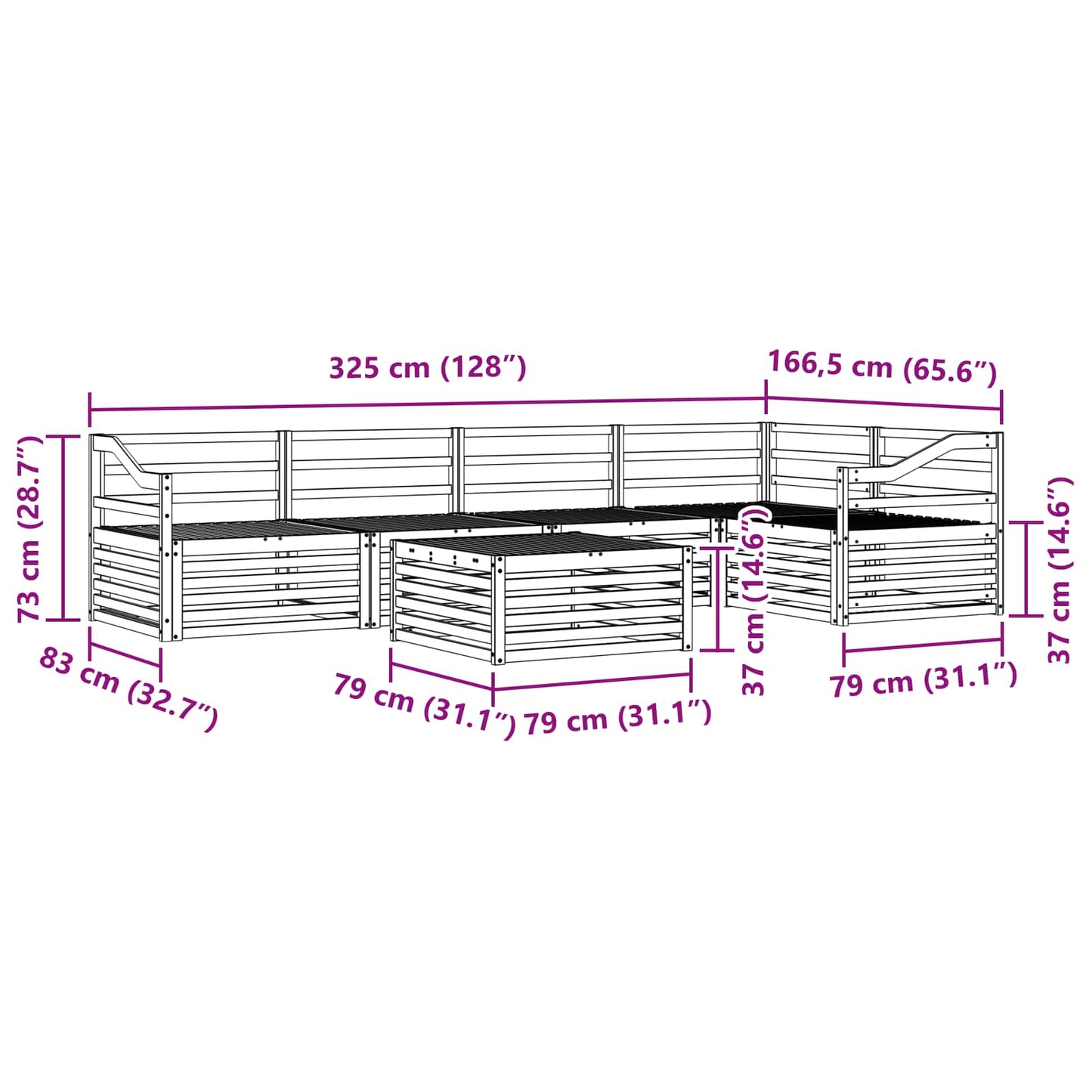 vidaXL Outdoor Sofa Set 6 pcs Natural