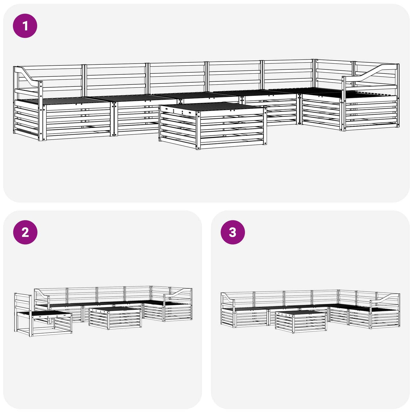 vidaXL Outdoor Sofa Set 7 pcs Natural