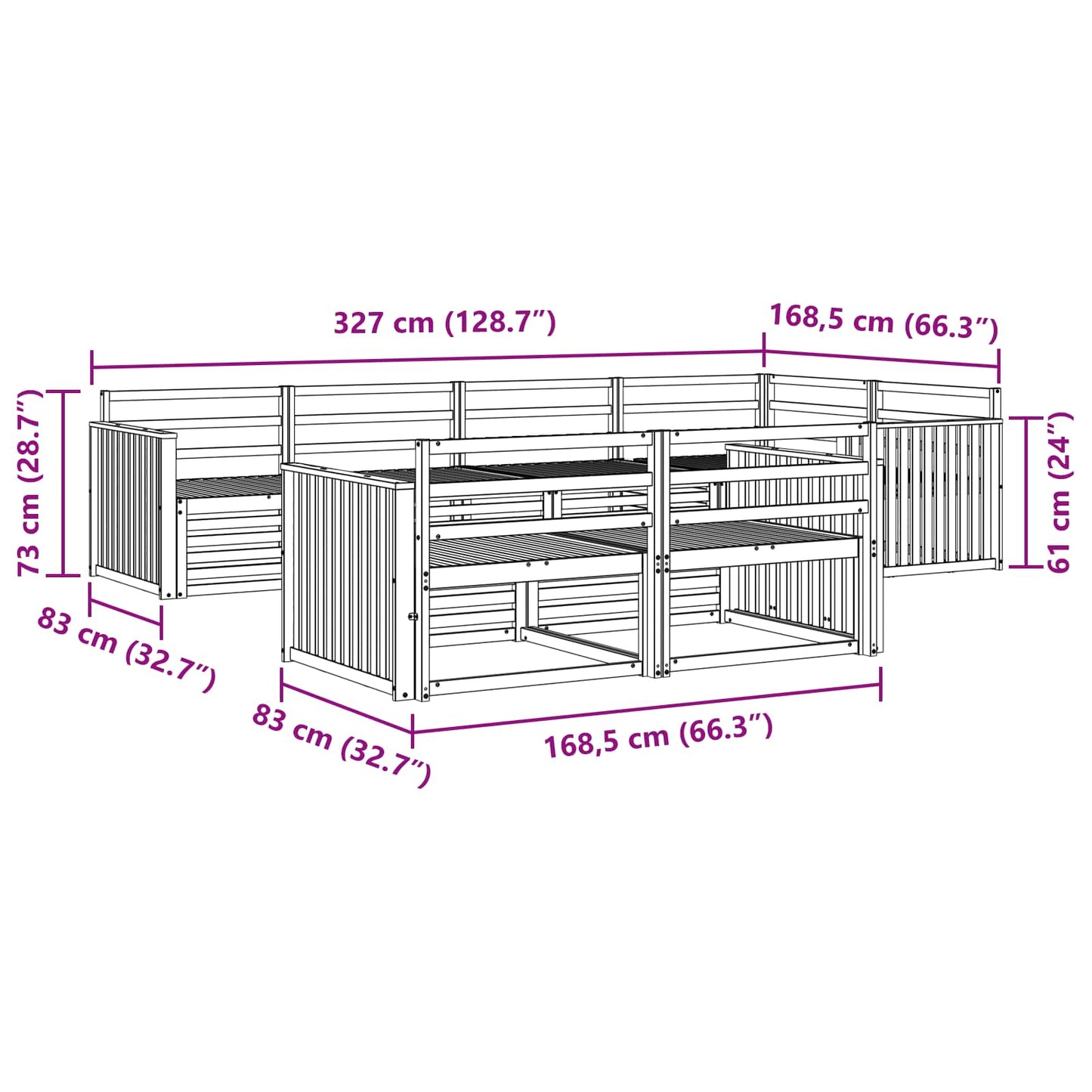 vidaXL Outdoor Sofa Set 7 pcs Natural Solid Acacia Wood