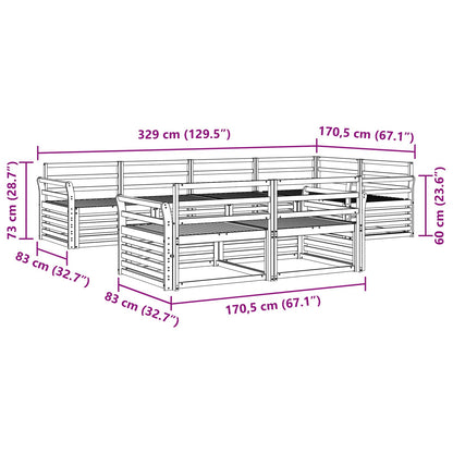 vidaXL Outdoor Sofa Set 7 pcs Natural Solid Acacia Wood