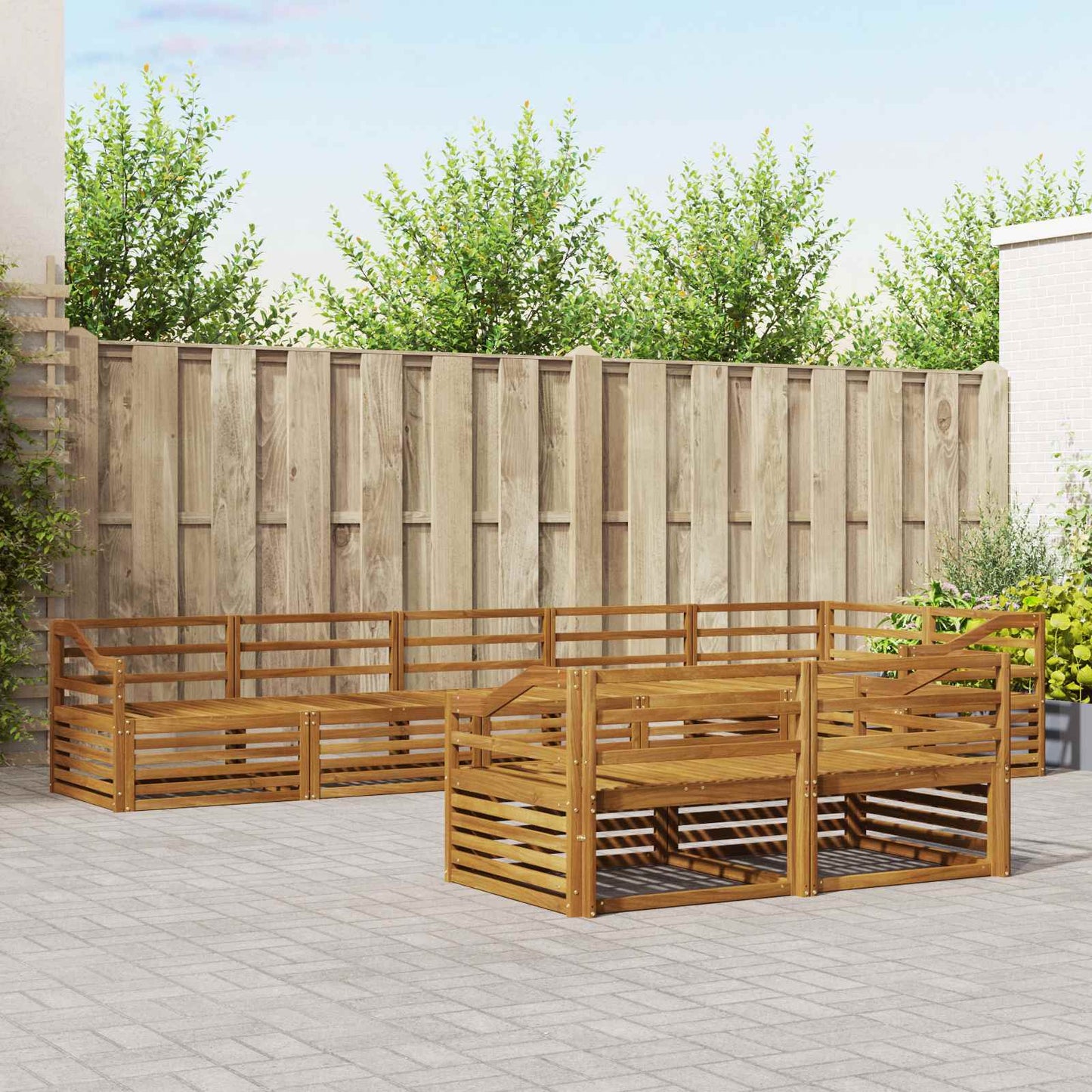 vidaXL Outdoor Sofa Set 8 pcs Natural Solid Acacia Wood