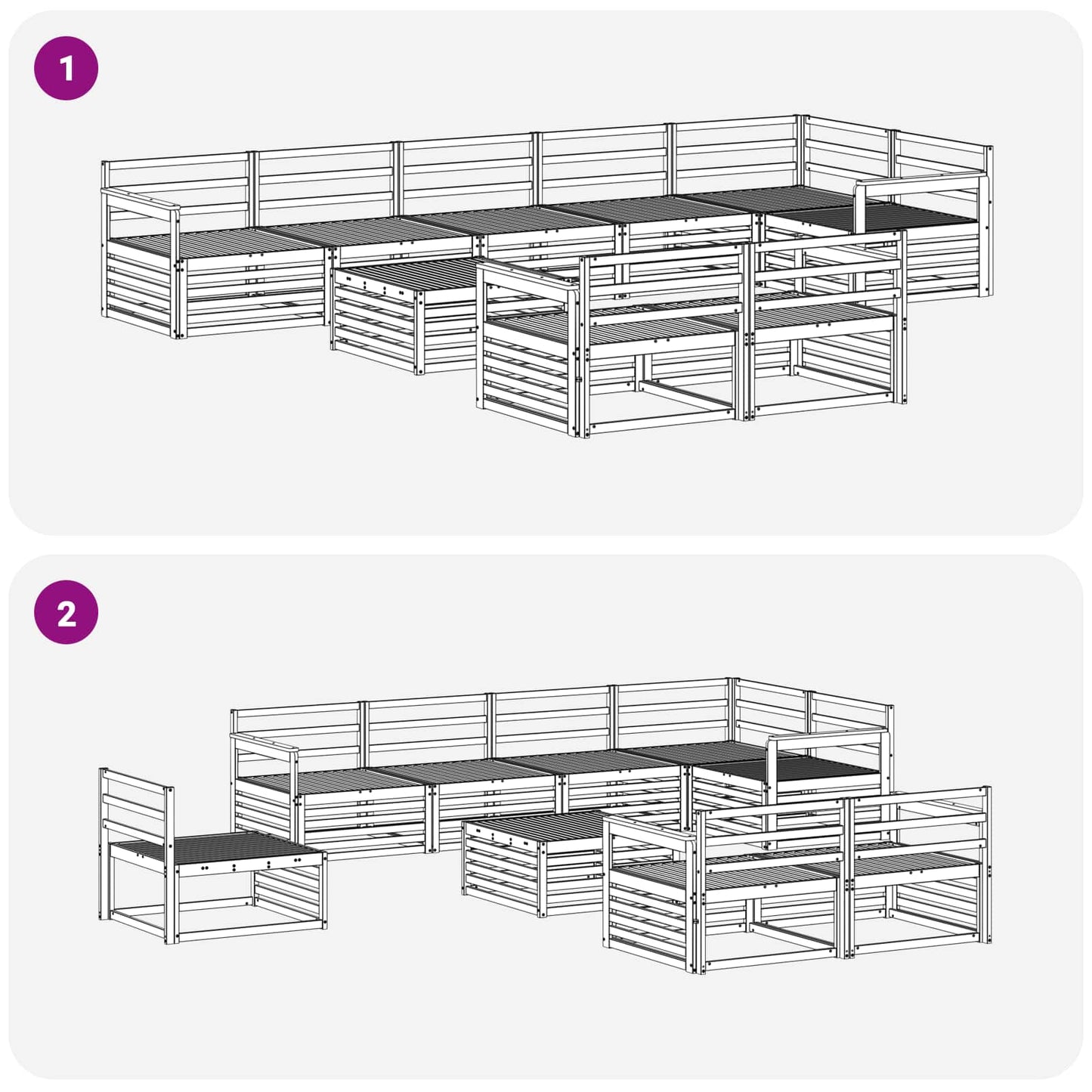 vidaXL Outdoor Sofa Set 9 pcs Natural Solid Acacia Wood