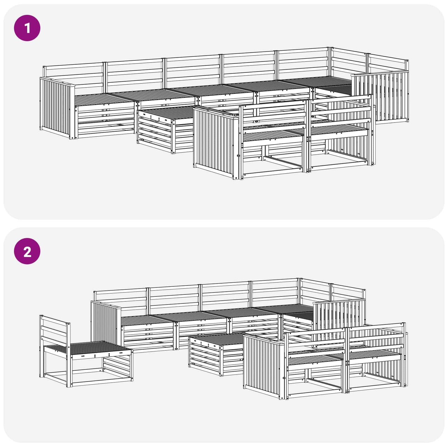 vidaXL Outdoor Sofa Set 9 pcs Natural Solid Acacia Wood