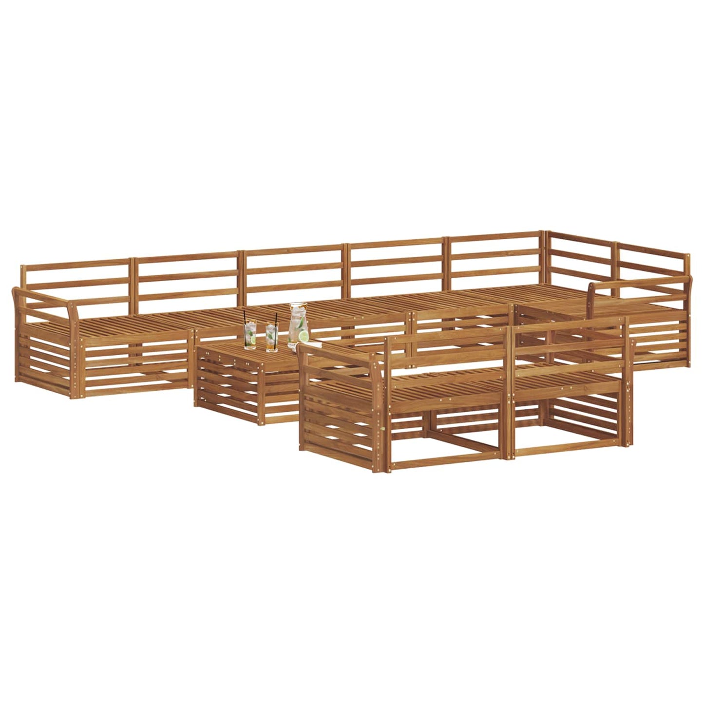 vidaXL Outdoor Sofa Set 9 pcs Natural Solid Acacia Wood