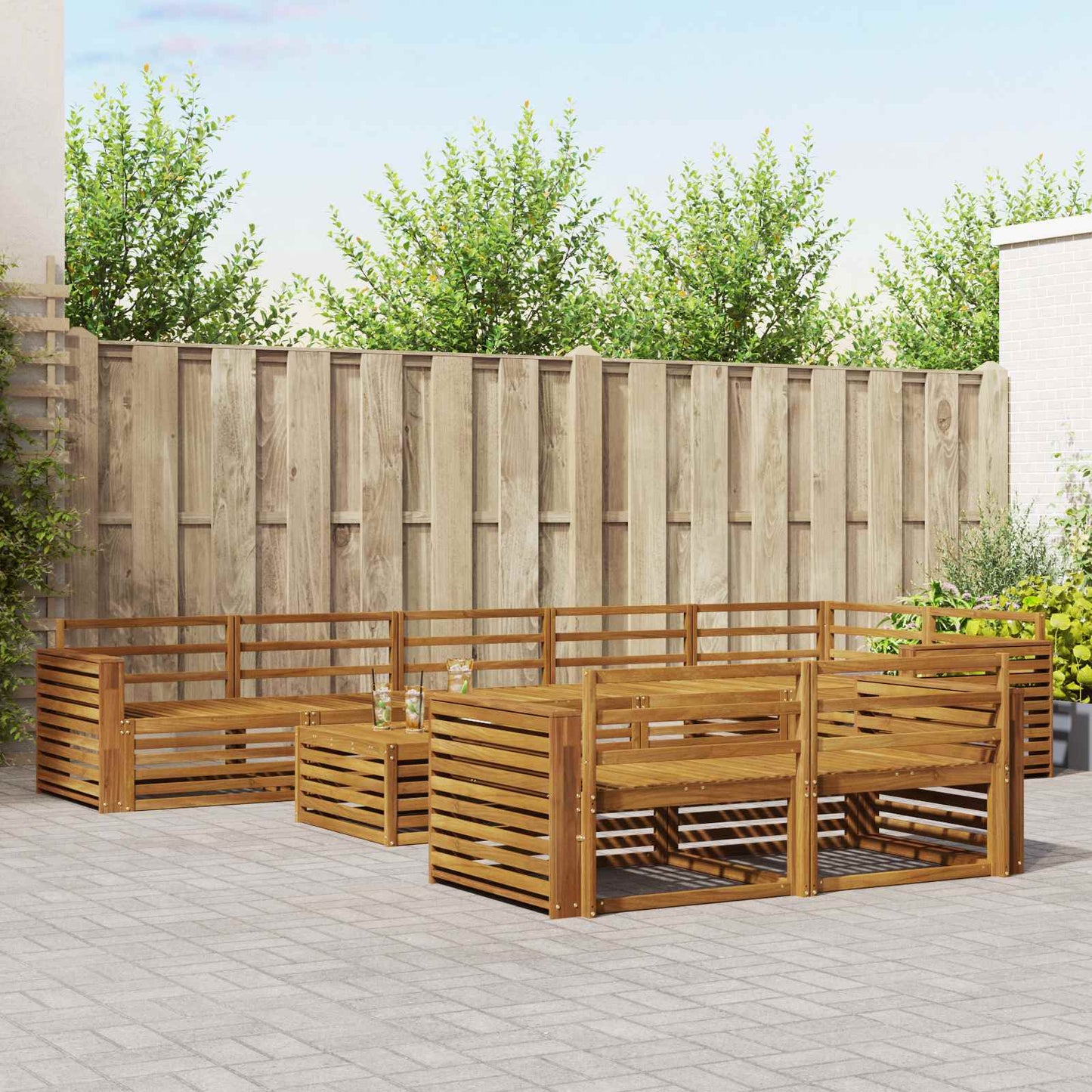 vidaXL Outdoor Sofa Set 9 pcs Natural Solid Acacia Wood