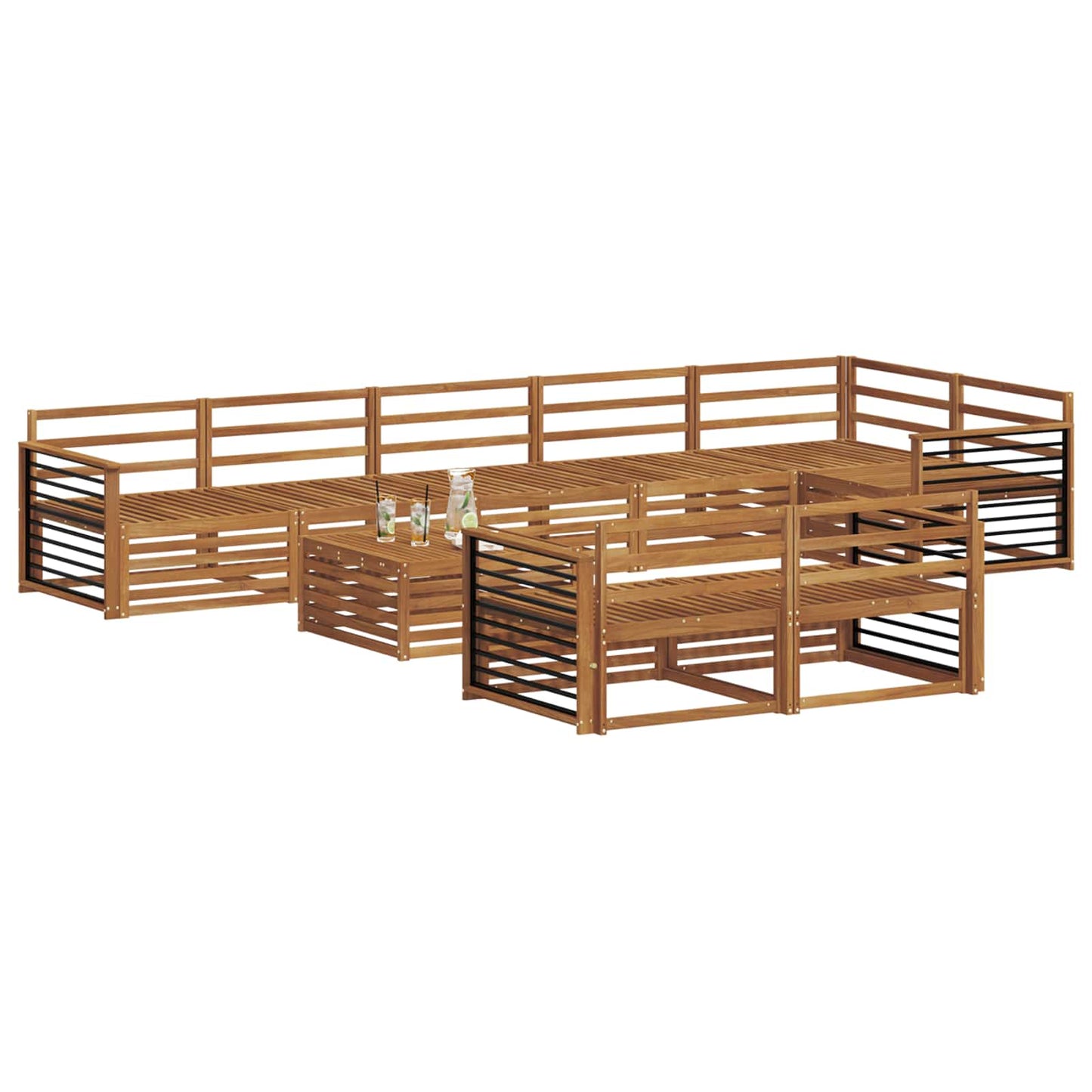 vidaXL Outdoor Sofa Set 9 pcs Natural Solid Acacia Wood