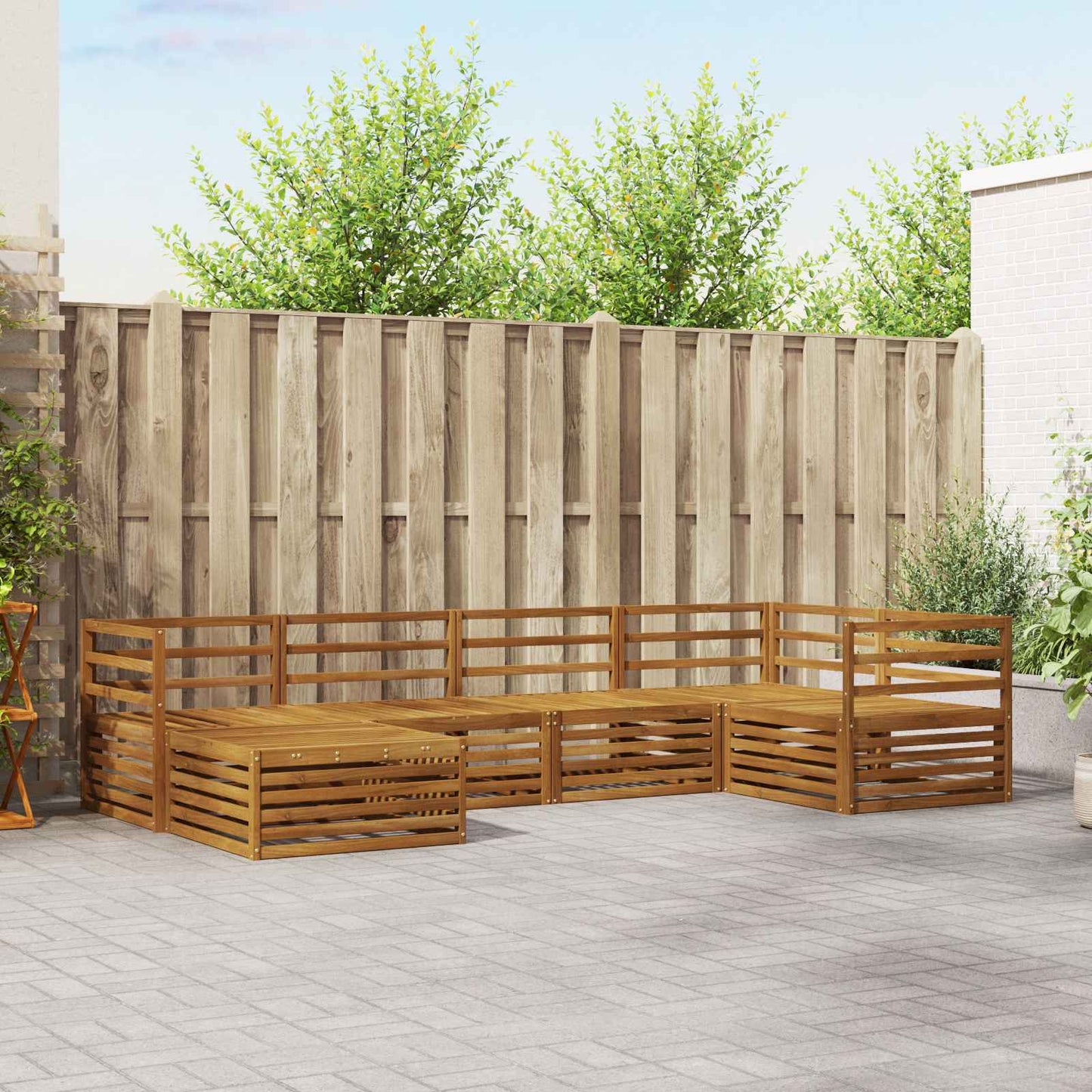 vidaXL Outdoor Sofa Set 6 pcs Natural Solid Acacia Wood