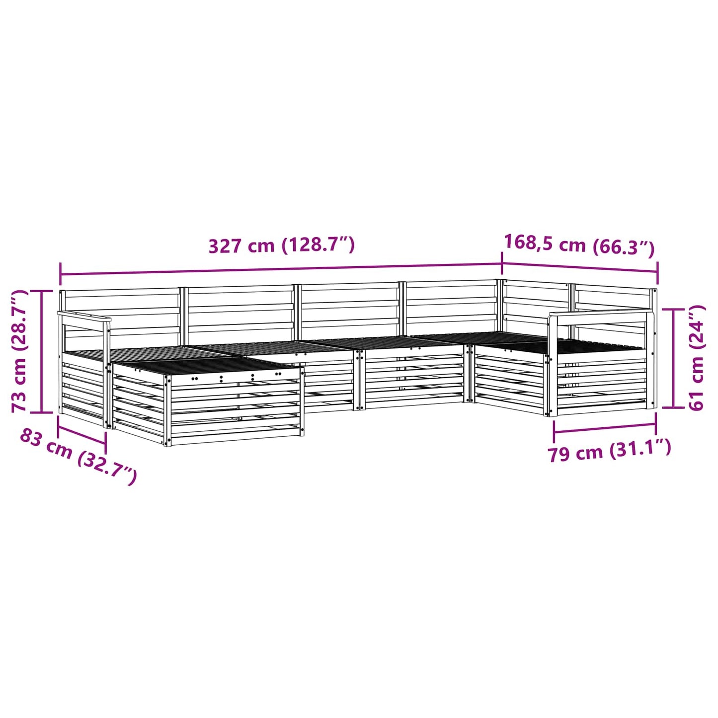 vidaXL Outdoor Sofa Set 6 pcs Natural