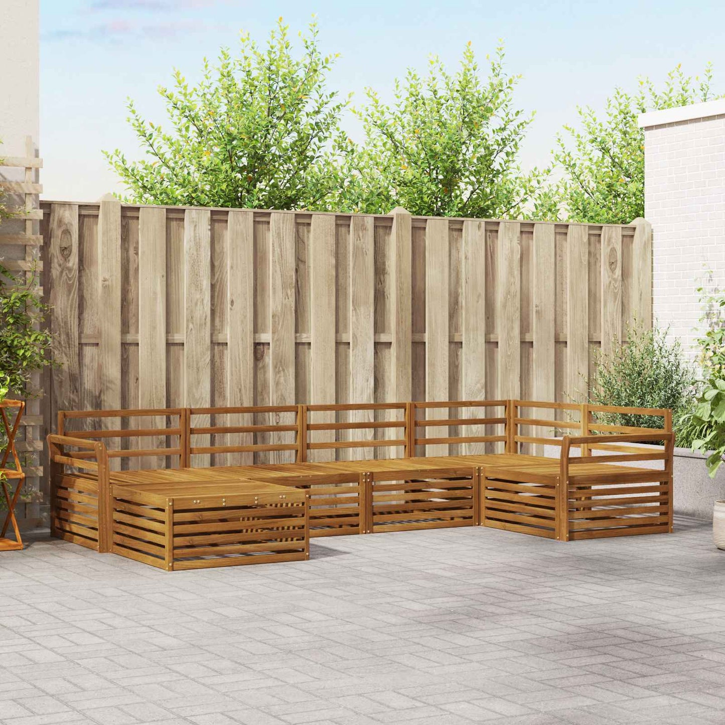 vidaXL Outdoor Sofa Set 6 pcs Natural Solid Acacia Wood