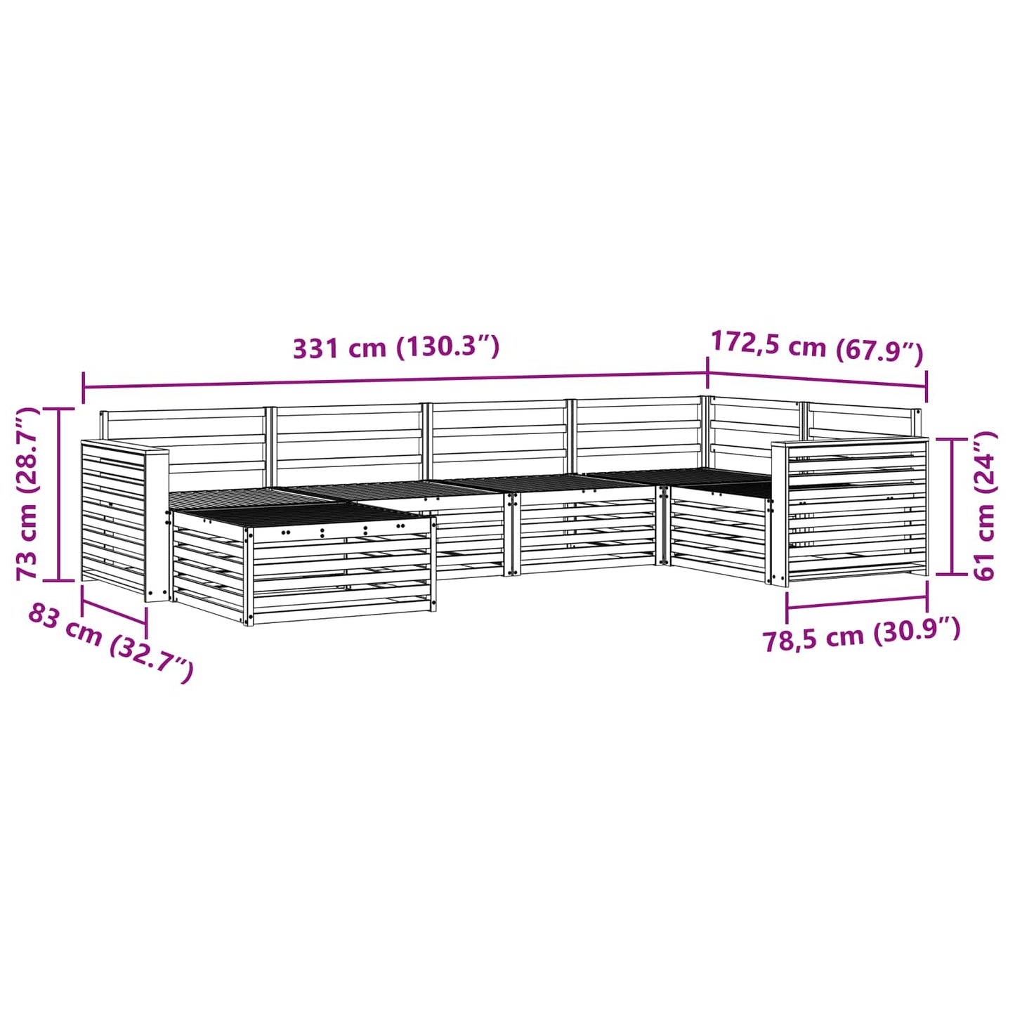 vidaXL Outdoor Sofa Set 6 pcs Natural