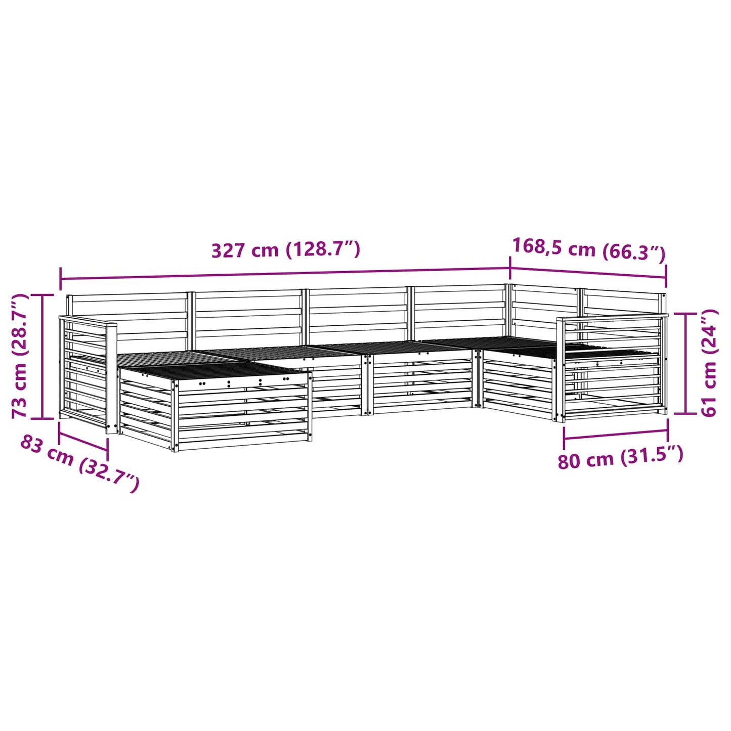 vidaXL Outdoor Sofa Set 6 pcs Natural
