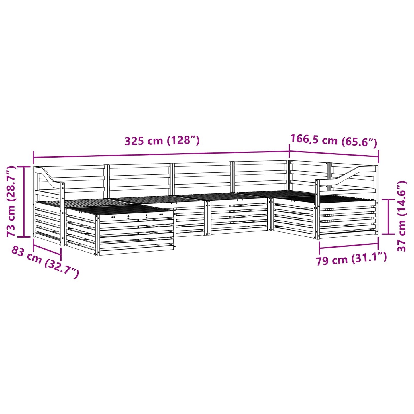 vidaXL Outdoor Sofa Set 6 pcs Natural