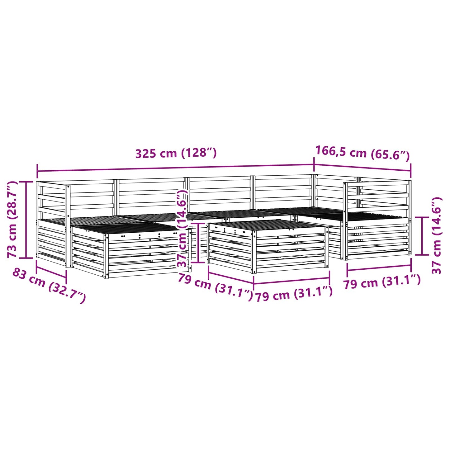 vidaXL Outdoor Sofa Set 7 pcs Natural