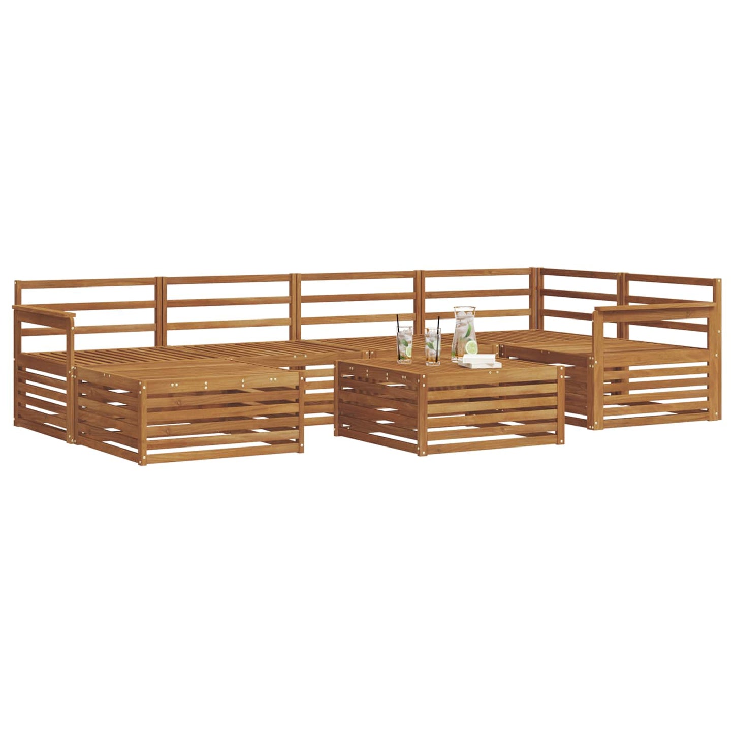 vidaXL Outdoor Sofa Set 7 pcs Natural Solid Acacia Wood