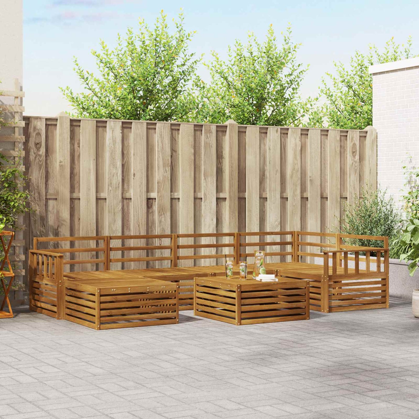 vidaXL Outdoor Sofa Set 7 pcs Natural Solid Acacia Wood