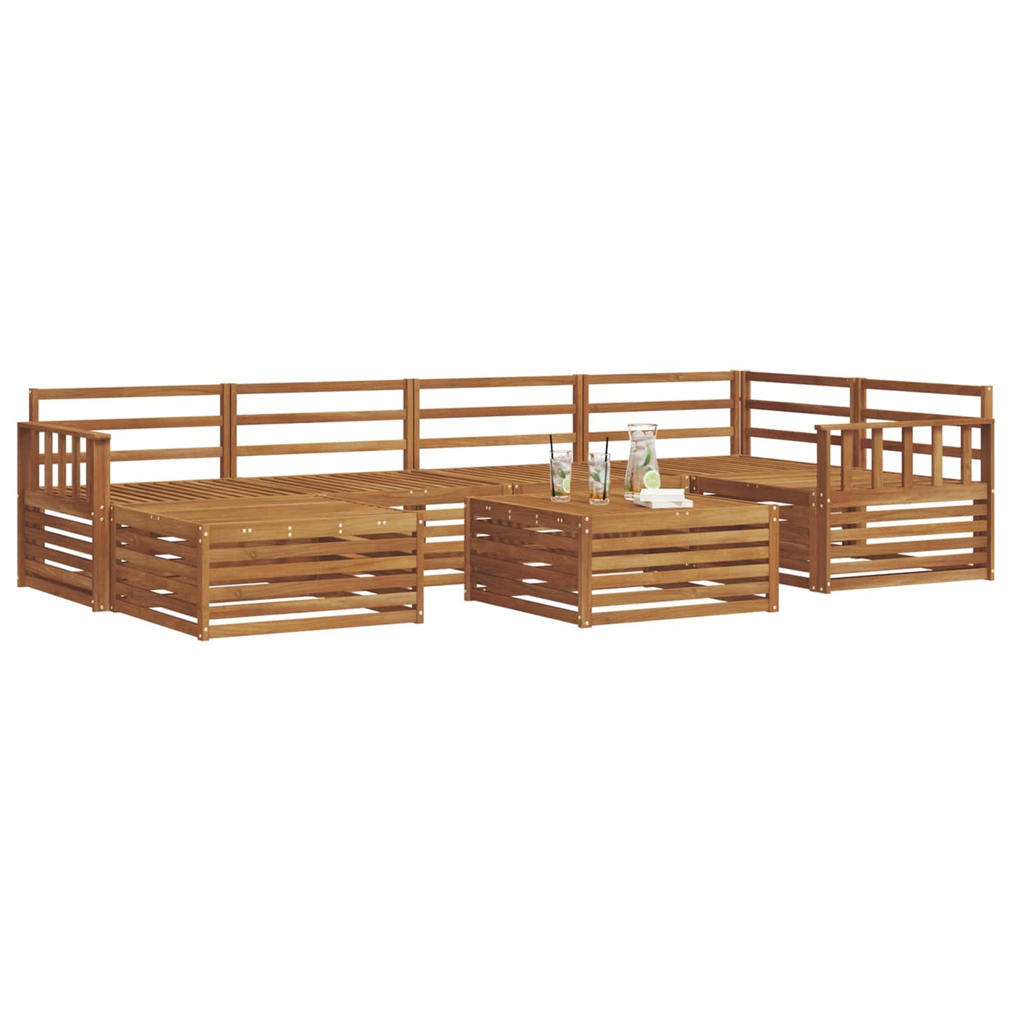 vidaXL Outdoor Sofa Set 7 pcs Natural Solid Acacia Wood