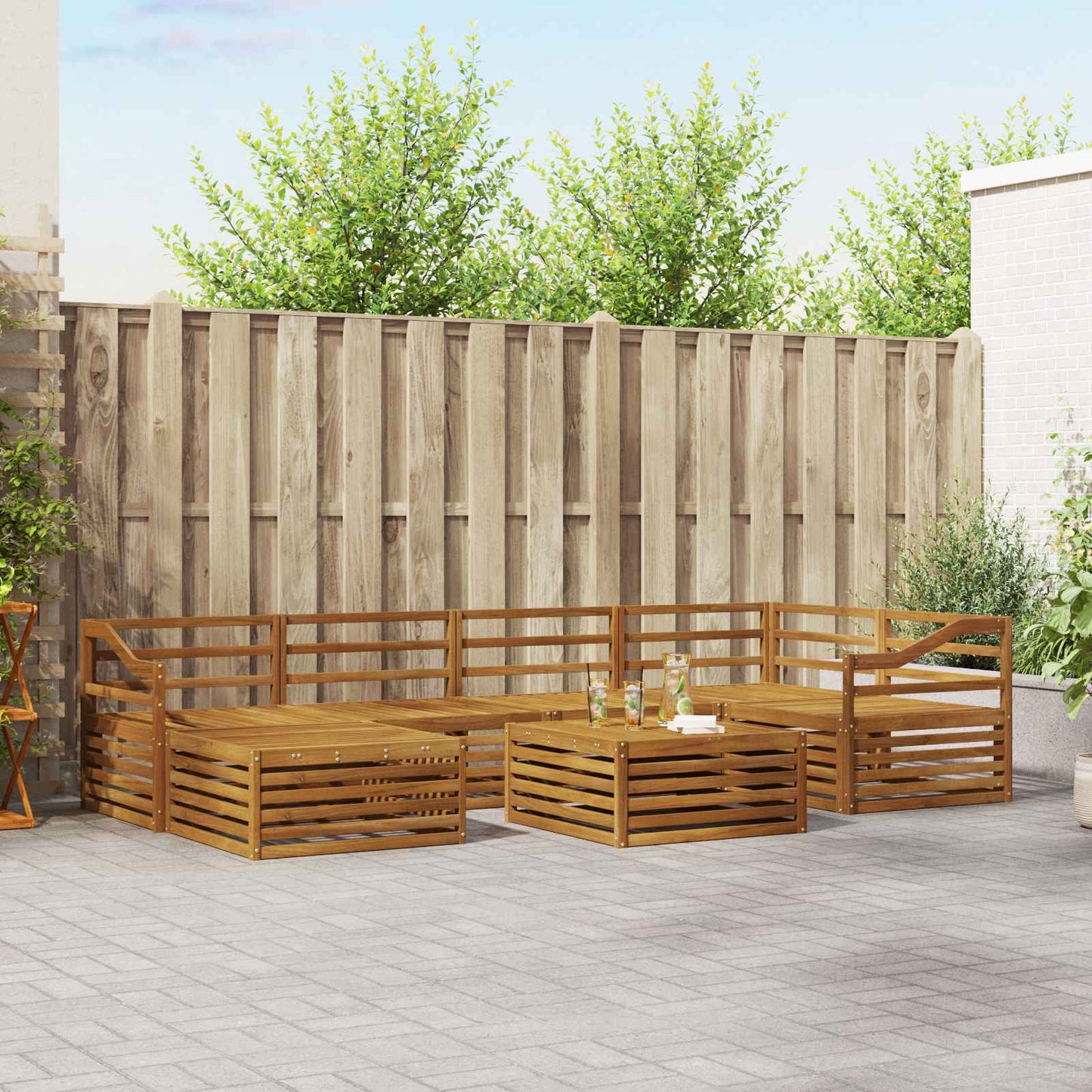 vidaXL Outdoor Sofa Set 7 pcs Natural Solid Acacia Wood