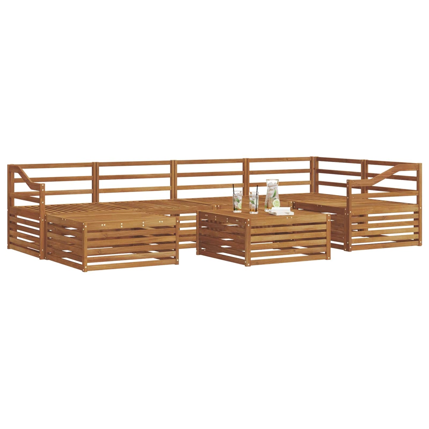 vidaXL Outdoor Sofa Set 7 pcs Natural Solid Acacia Wood