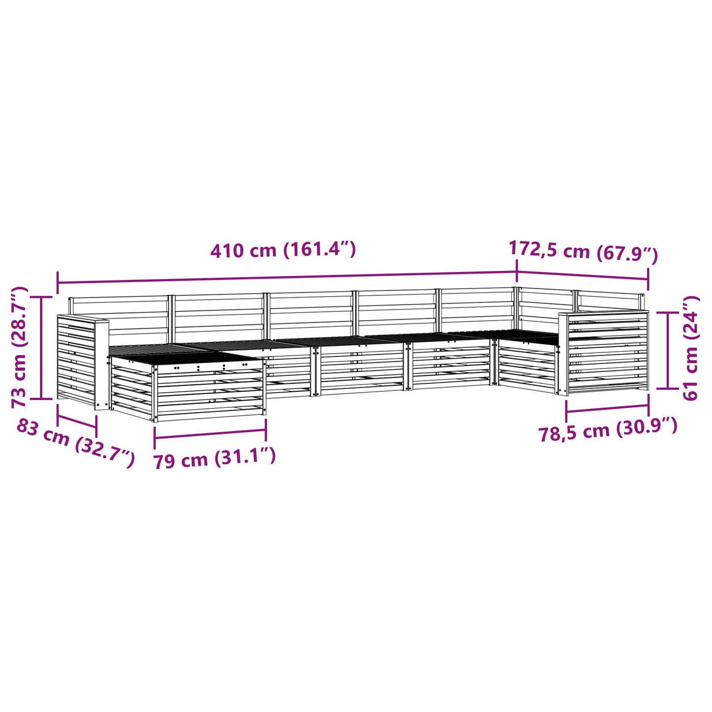 vidaXL Outdoor Sofa Set 7 pcs Natural
