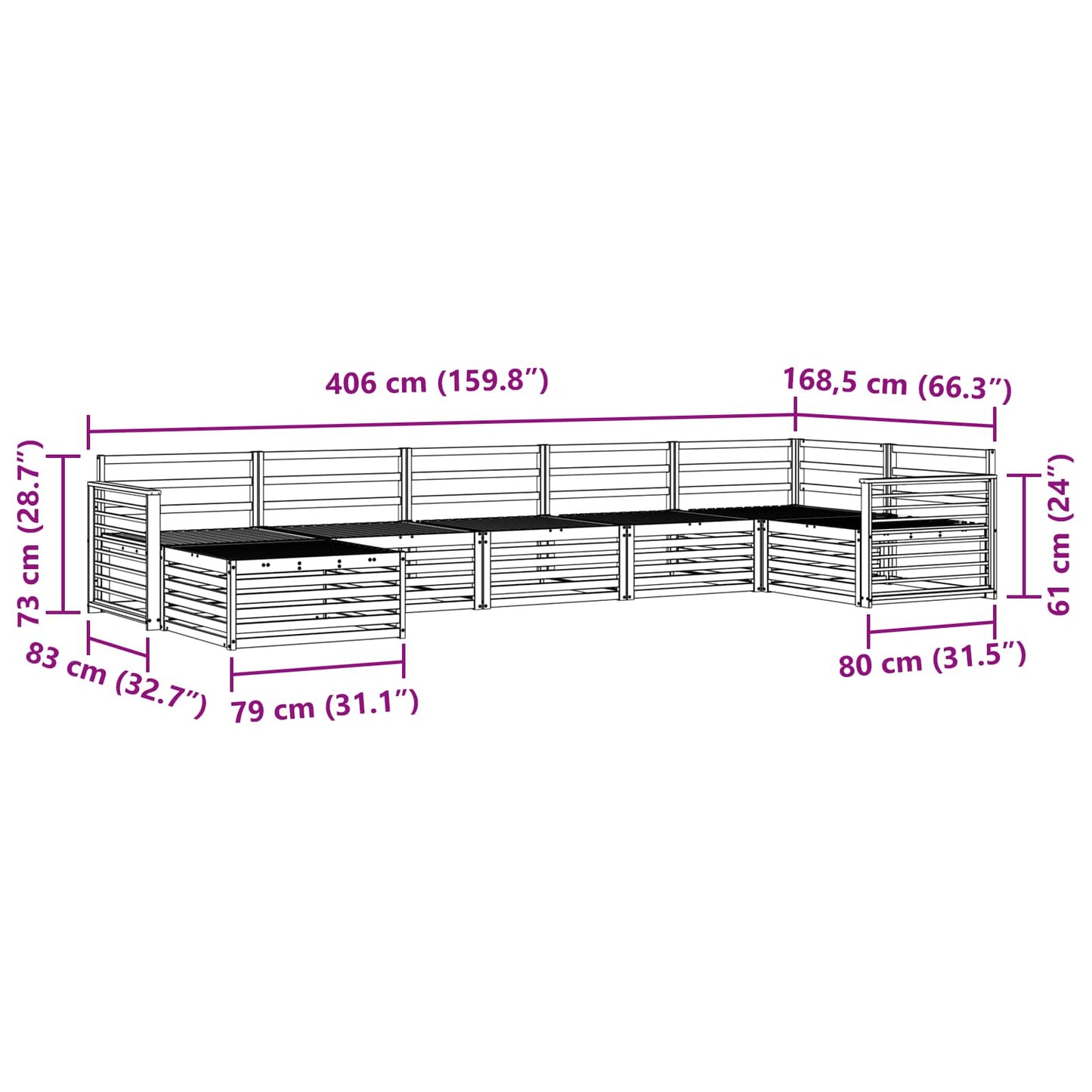 vidaXL Outdoor Sofa Set 7 pcs Natural