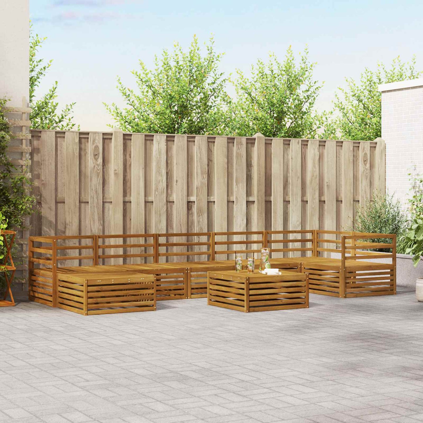 vidaXL Outdoor Sofa Set 8 pcs Natural