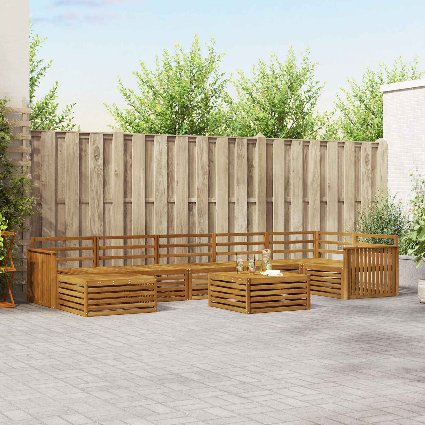 vidaXL Outdoor Sofa Set 8 pcs Natural