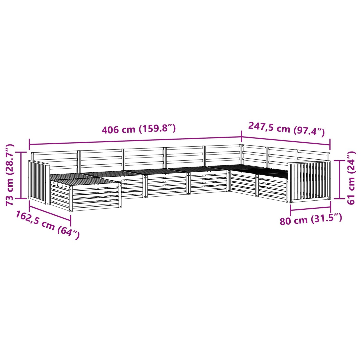 vidaXL Outdoor Sofa Set 8 pcs Natural