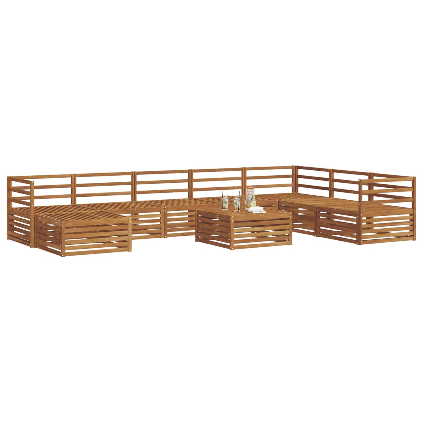 vidaXL Outdoor Sofa Set 9 pcs Natural Solid Acacia Wood