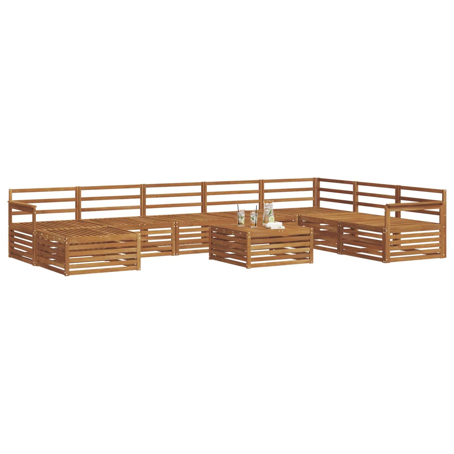 vidaXL Outdoor Sofa Set 9 pcs Natural Solid Acacia Wood