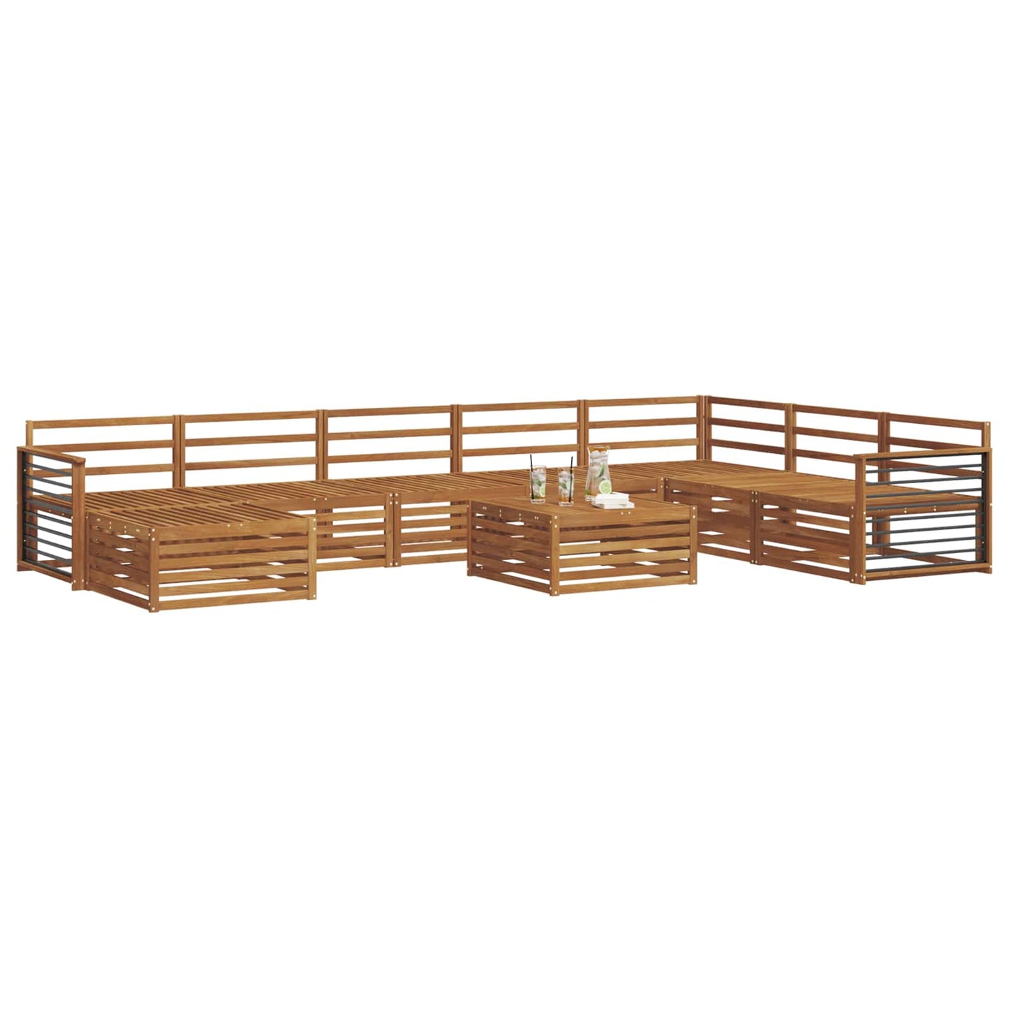 vidaXL Sofa Sets 9 pcs Natural Solid Acacia Wood