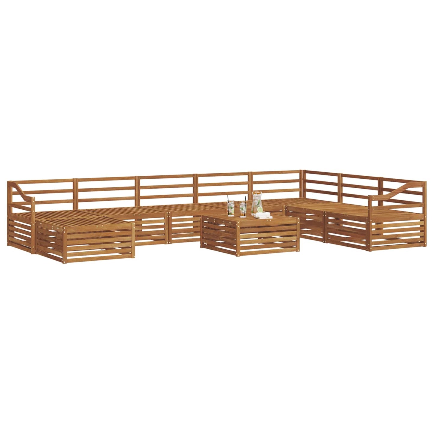 vidaXL Outdoor Sofa Set 9 pcs Natural Solid Acacia Wood