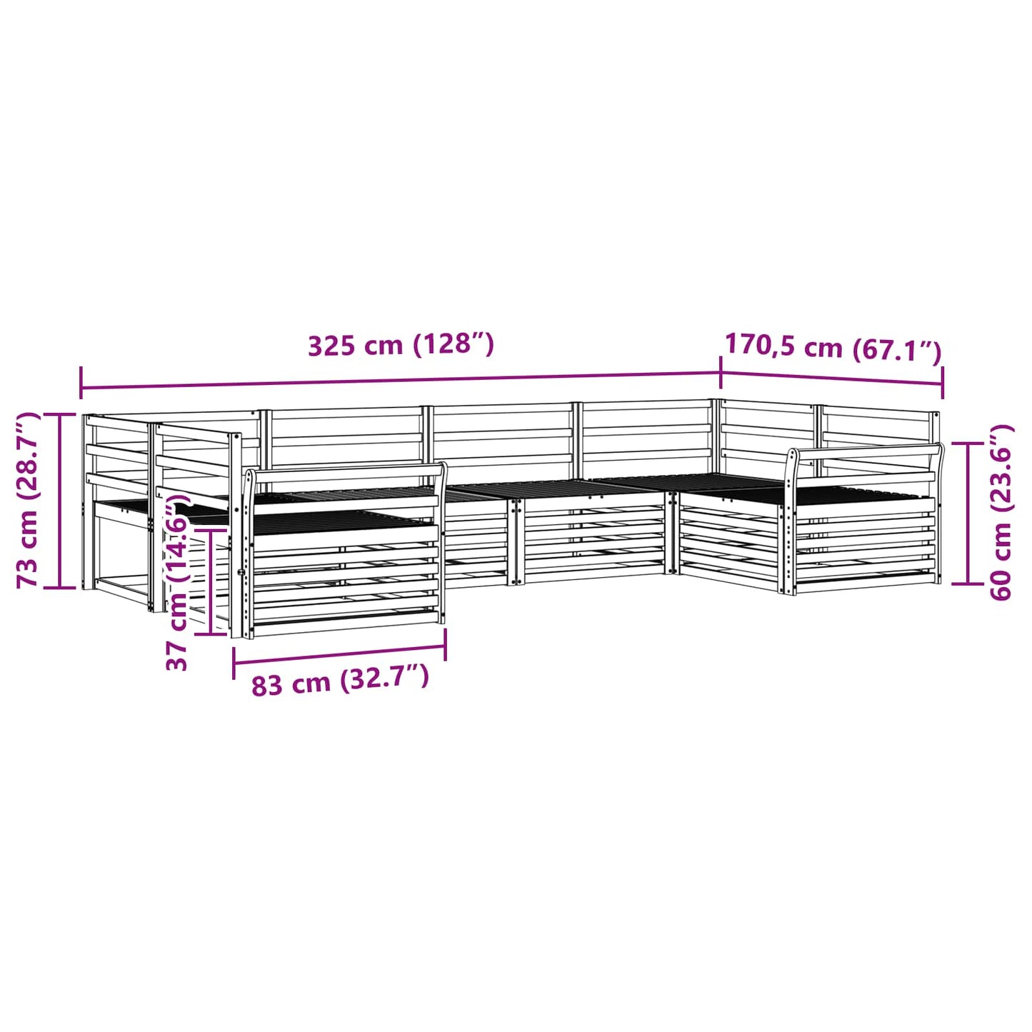 vidaXL Outdoor Sofa Set 6 pcs Natural