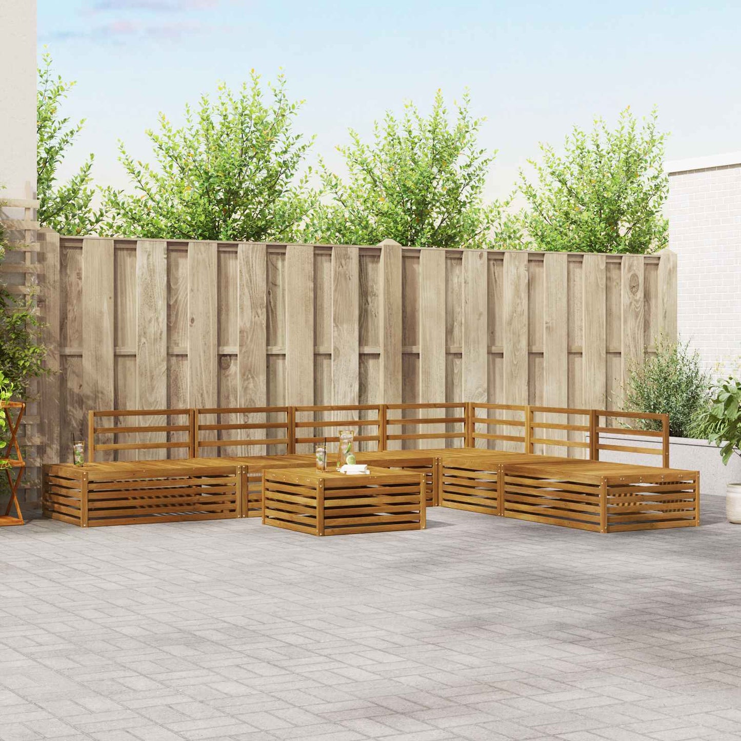 vidaXL Outdoor Sofa Set 7 Piece Natural Solid Acacia Wood