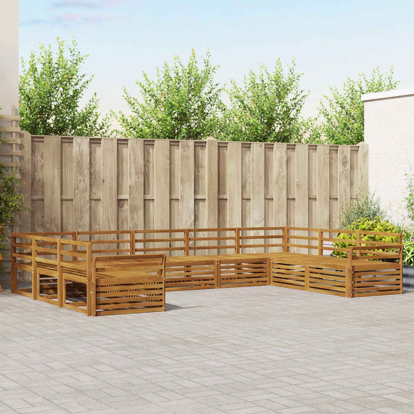 vidaXL Outdoor Sofa Set 9 pcs Natural Solid Acacia Wood