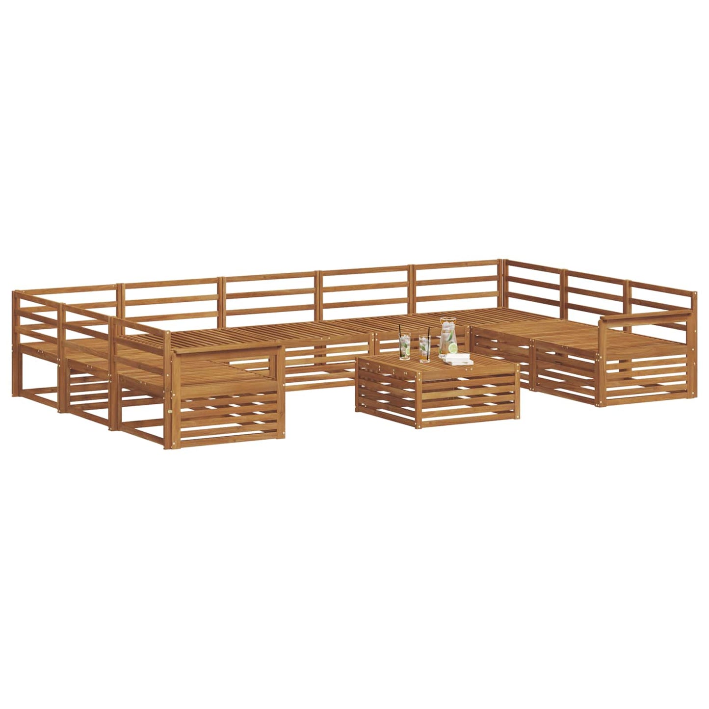 vidaXL Outdoor Sofa Set 10 pcs Natural Solid Acacia Wood