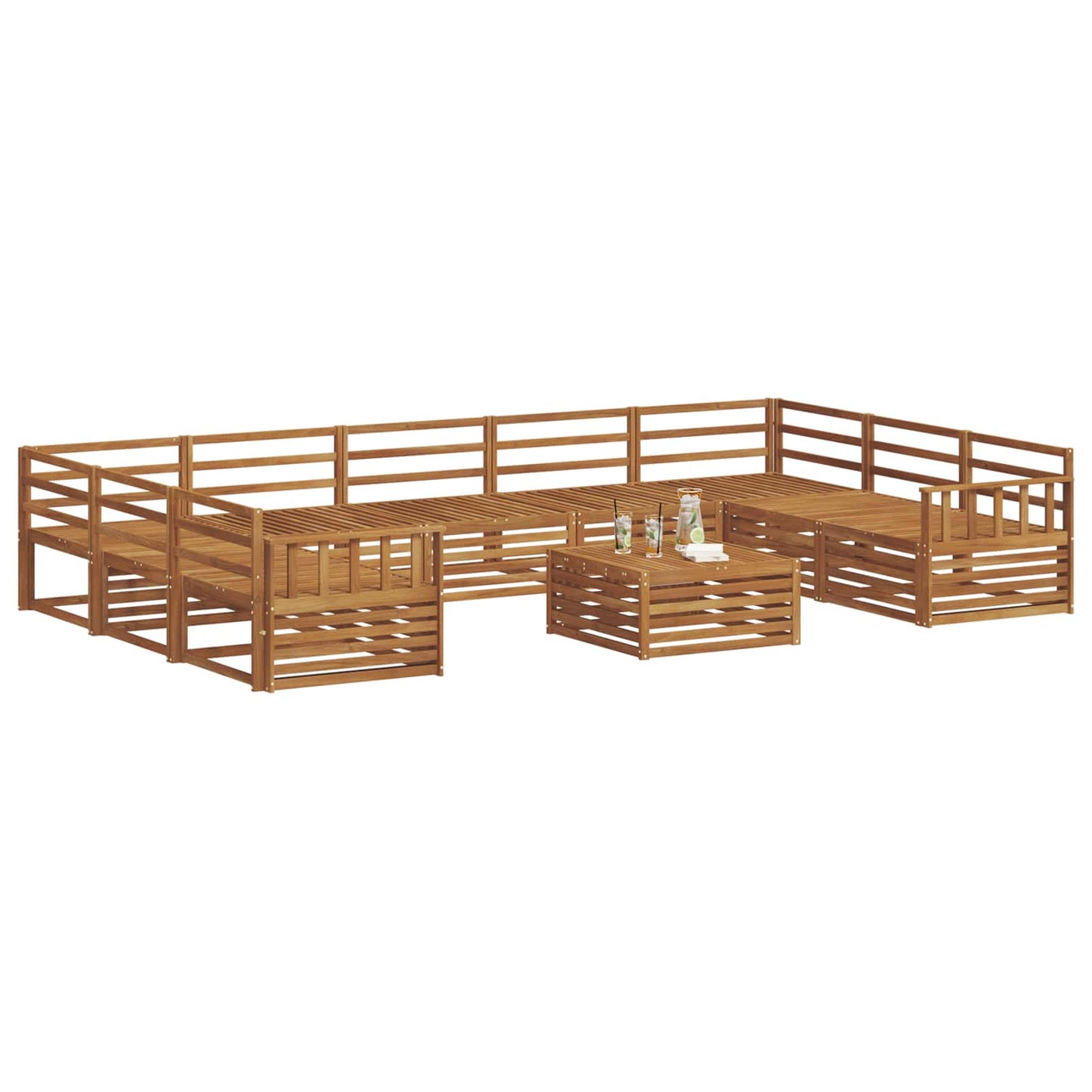 vidaXL Outdoor Sofa Set 10 pcs Natural Solid Acacia Wood