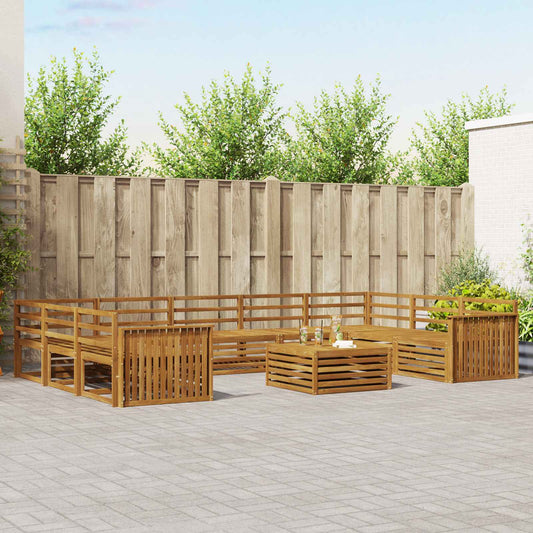 vidaXL Outdoor Sofa Set 10 pcs Natural Solid Acacia Wood