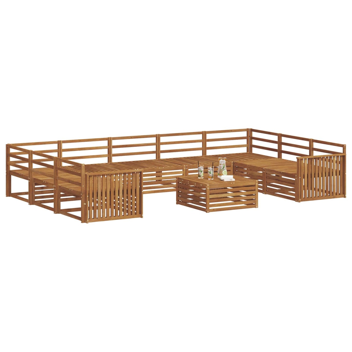vidaXL Outdoor Sofa Set 10 pcs Natural Solid Acacia Wood