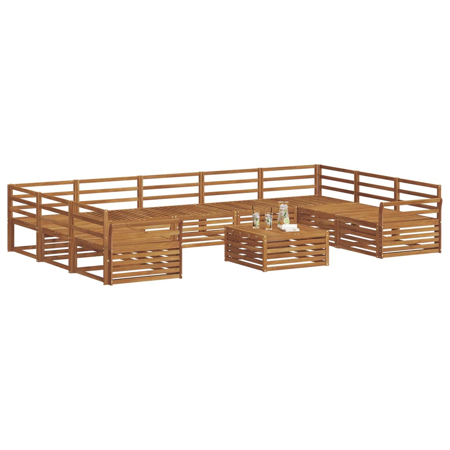 vidaXL Outdoor Sofa Set 10 pcs Natural Solid Acacia Wood