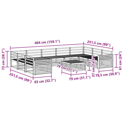 vidaXL Outdoor Sofa Set 10 pcs Natural Solid Acacia Wood