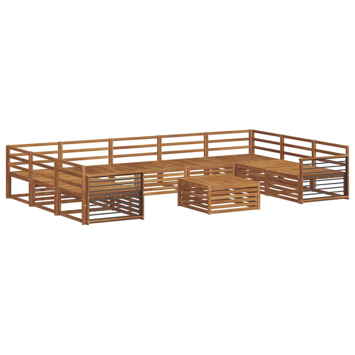 vidaXL Sofa Sets 10 pcs Natural Solid Acacia Wood