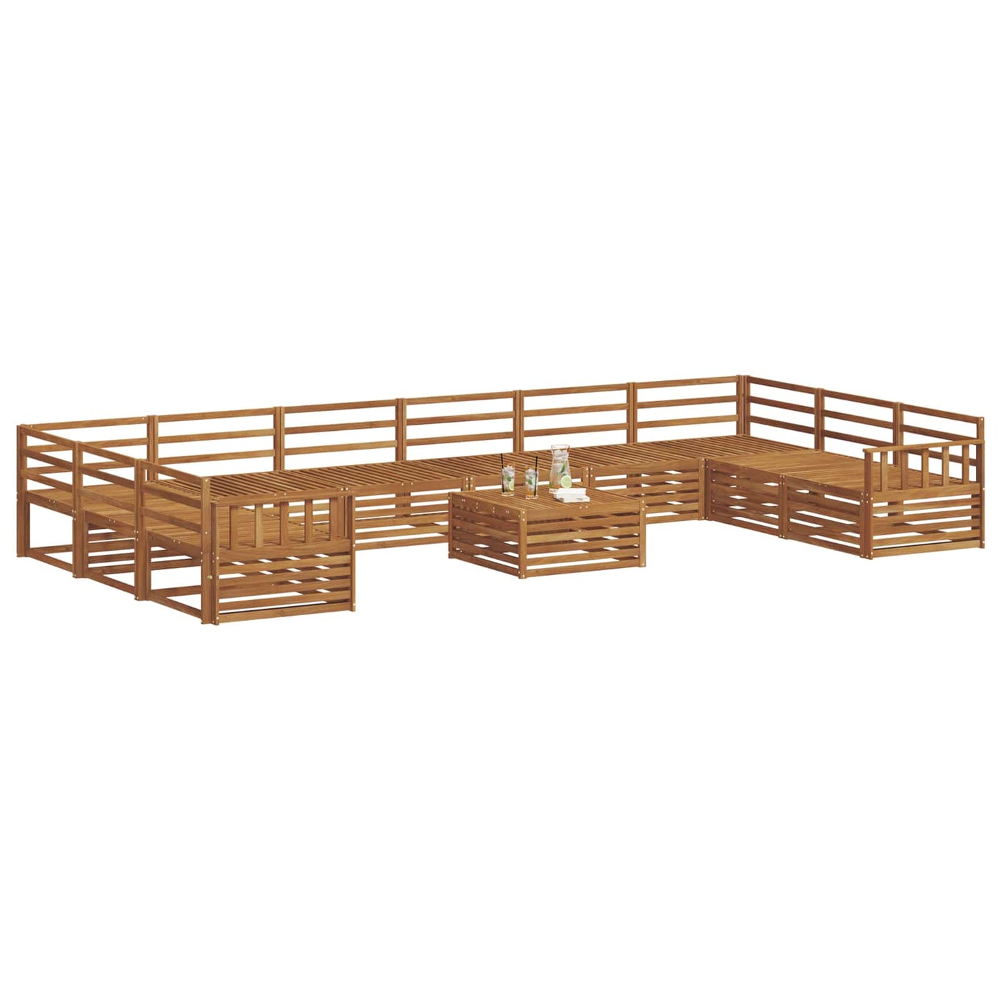vidaXL Sofa Sets 11 pcs Natural Solid Acacia Wood
