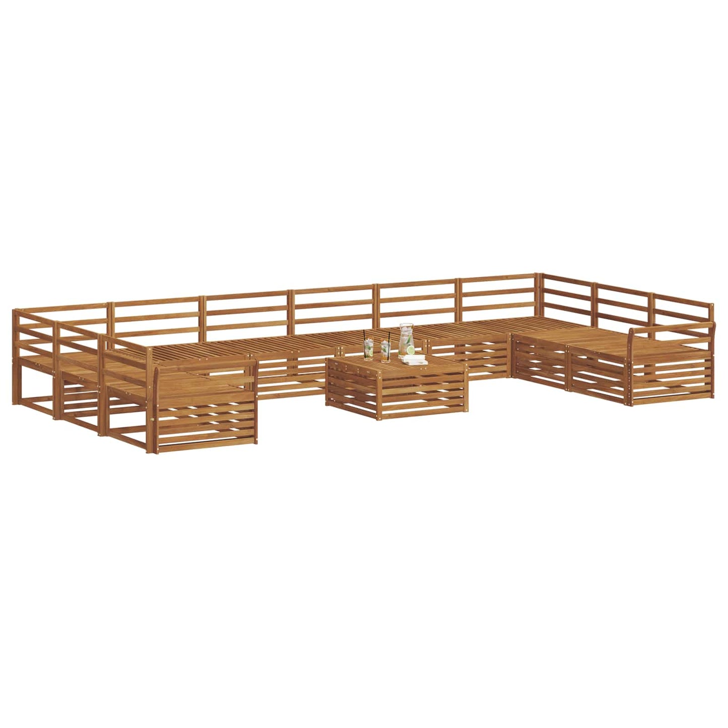 vidaXL Sofa Sets 11 pcs Natural Solid Acacia Wood