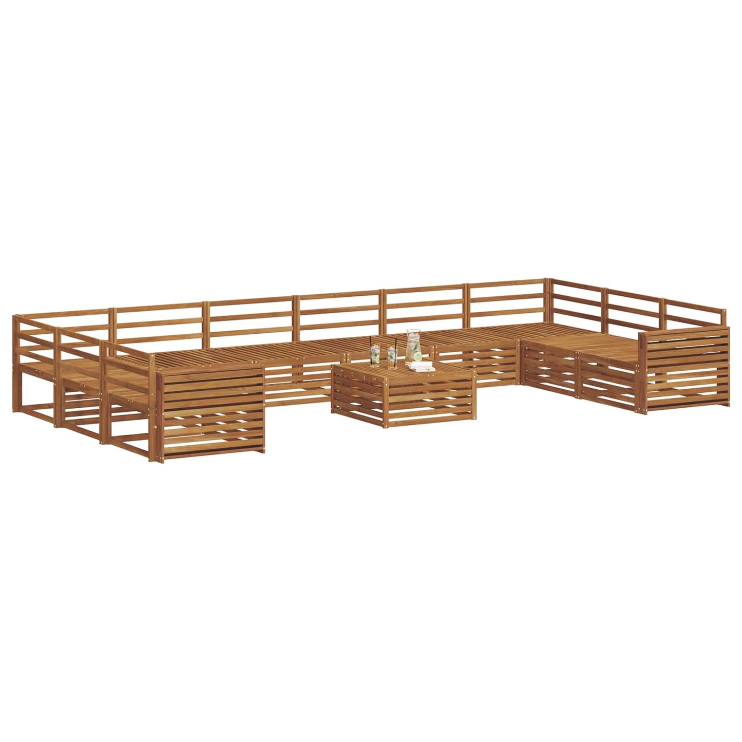 vidaXL Sofa Sets 11 pcs Natural Solid Acacia Wood
