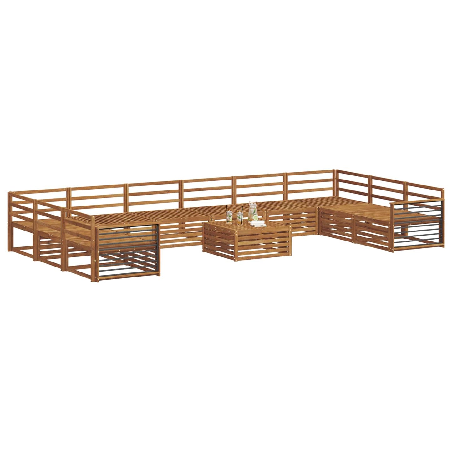 vidaXL Sofa Sets 11 pcs Natural Solid Acacia Wood