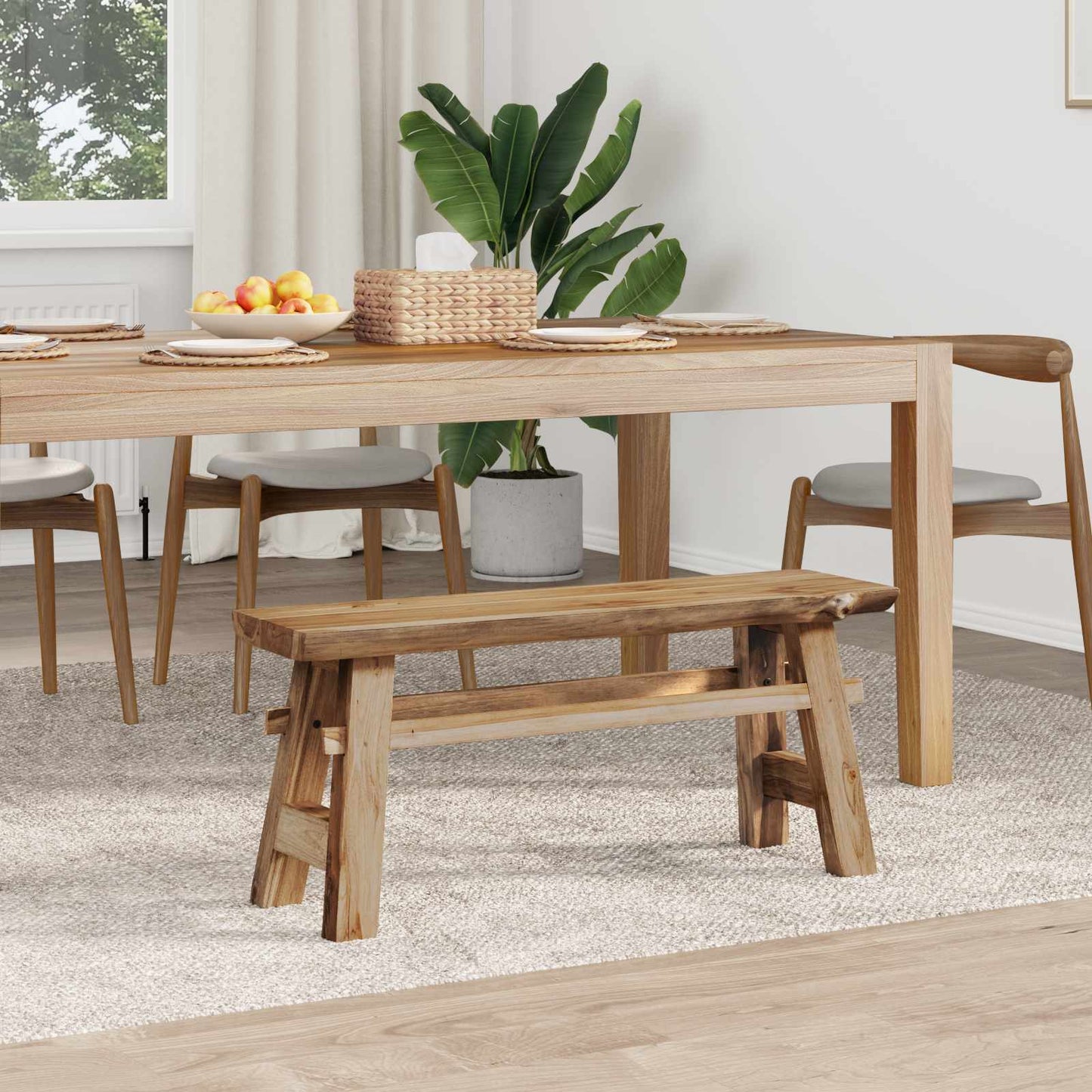 vidaXL Bench Natural 100 x 29 x 43.5 cm Solid Teak Wood