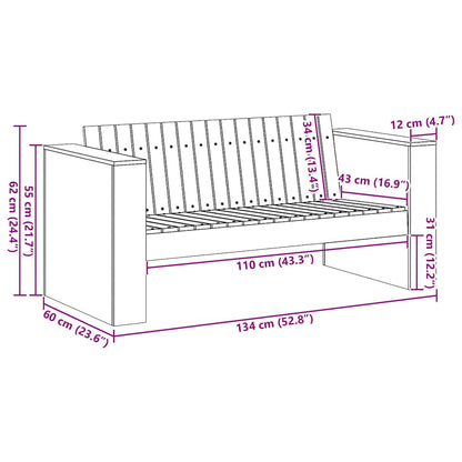 vidaXL Garden Sofa Natural 134 x 60 x 62 cm Solid Pine Wood